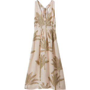 REISS ANNA Linen Tropical Print Midi Dress